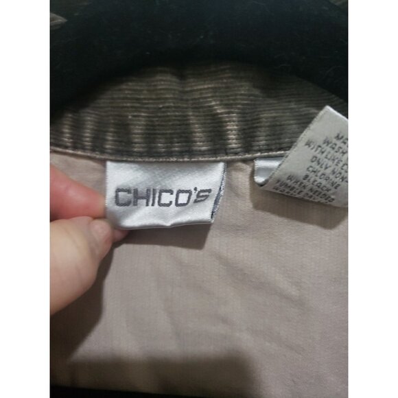 Chicos Trucker Jacket Velour Grey Size 1 Stretch Soft Pockets Medium - Picture 5 of 9